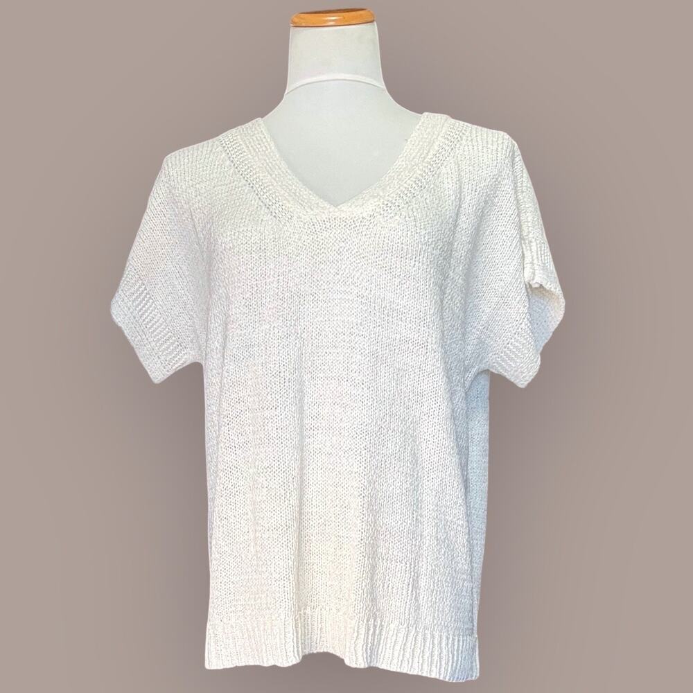 Melisa Paige sweater top In “White” size Large-Wide Weave Knit, NWT MSRP $54